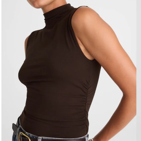 Madewell Womens Molasses Brown Side-Ruched Mockneck Sleeveless Tank Top size XS - Picture 10 of 10